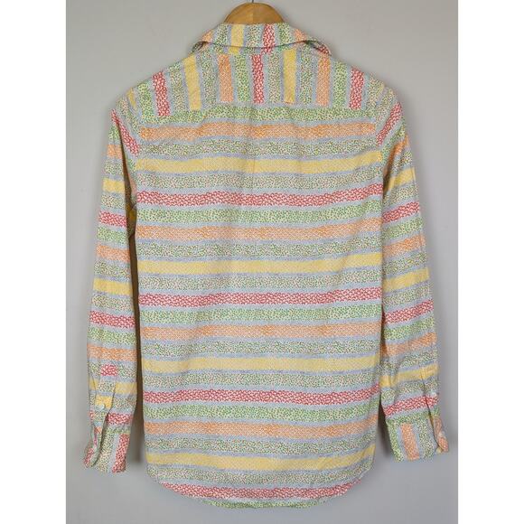 Ann Mashburn Floral Stripe Popover Cotton Blouse S - Picture 7 of 9